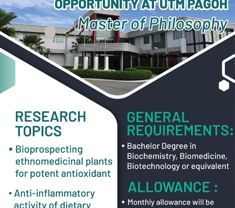 Postgraduate Opportunity at UTM Pagoh